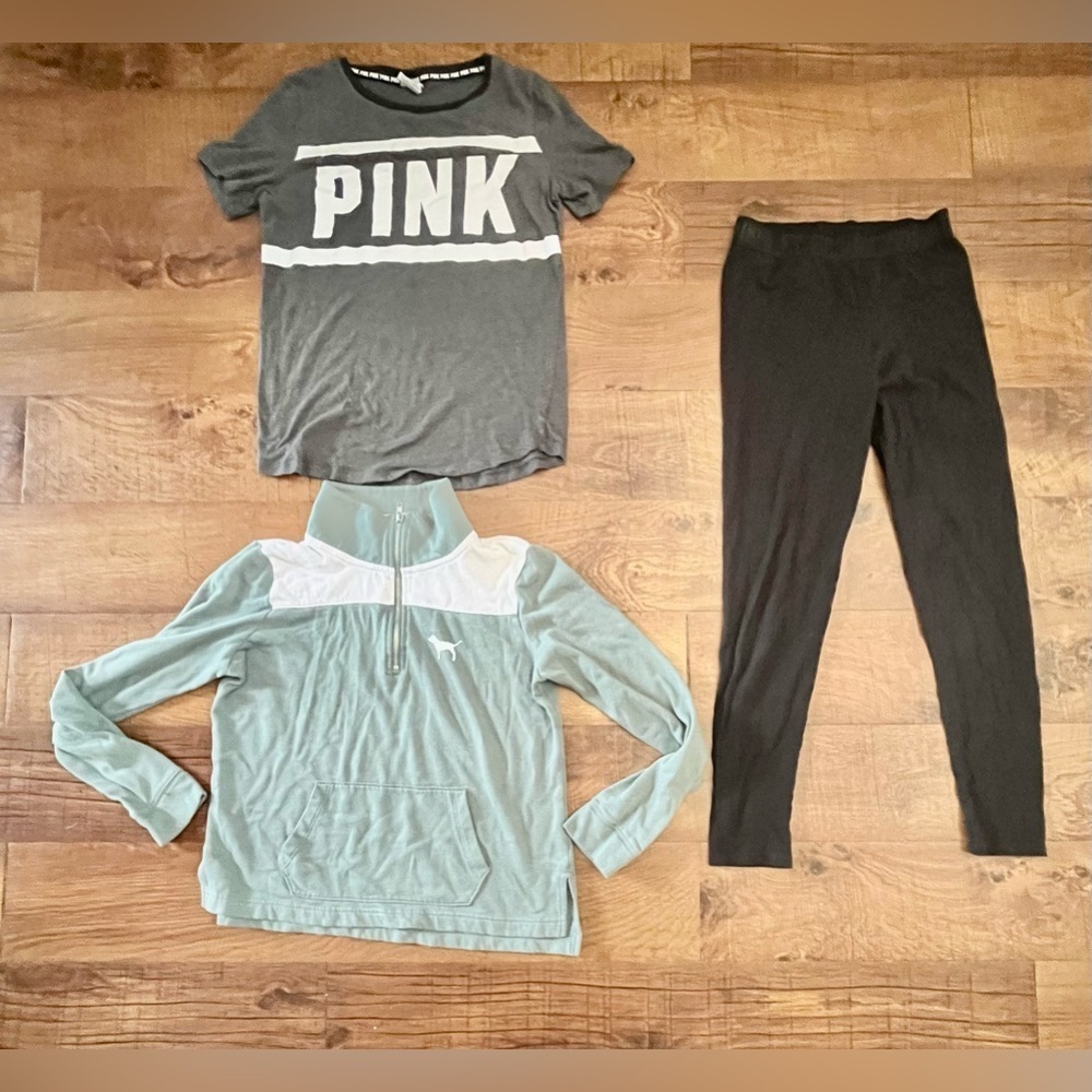 PINK by Victoria’s Secret 3 three piece outfit Sz small shirt Leggings